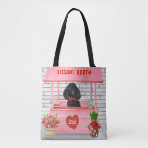 Bolso De Tela poodle Dog El día de San Valentín Kissing Booth