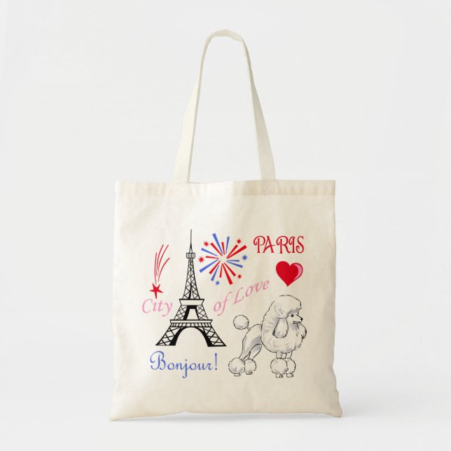 Bolso De Tela Poodle en París (Frente)