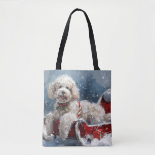 Bolso De Tela Poodle Perro Navidad Festivo