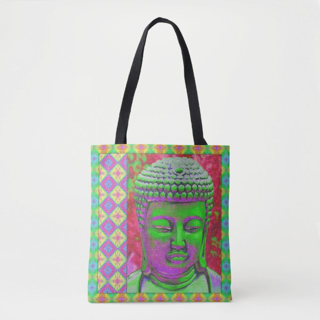 Bolso De Tela Pop Buda en verde y rojo (Anverso)