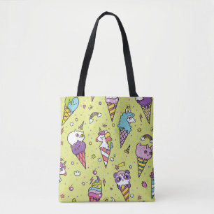 Bolso De Tela Pop Cute Ice Cream: Patrón Animal