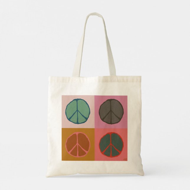 Bolso De Tela Pop de paz de trozos de árbol (Reverso)