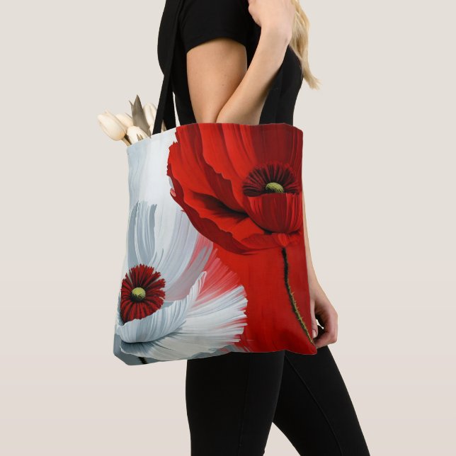 Bolso De Tela Popas rojas y blancas (Detalle)