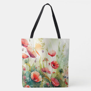 Bolso De Tela Poppies en un campo