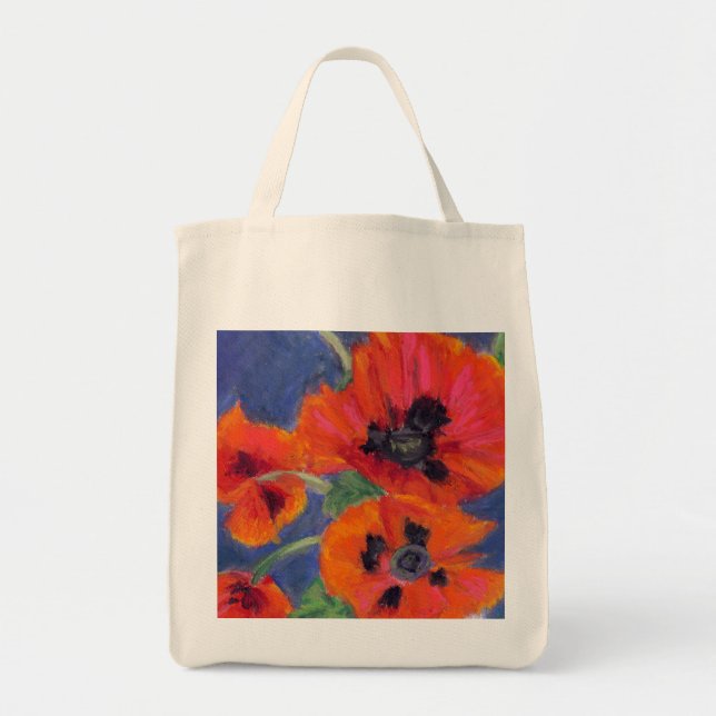 Bolso De Tela Poppies Grocery Tote Bag (Frente)