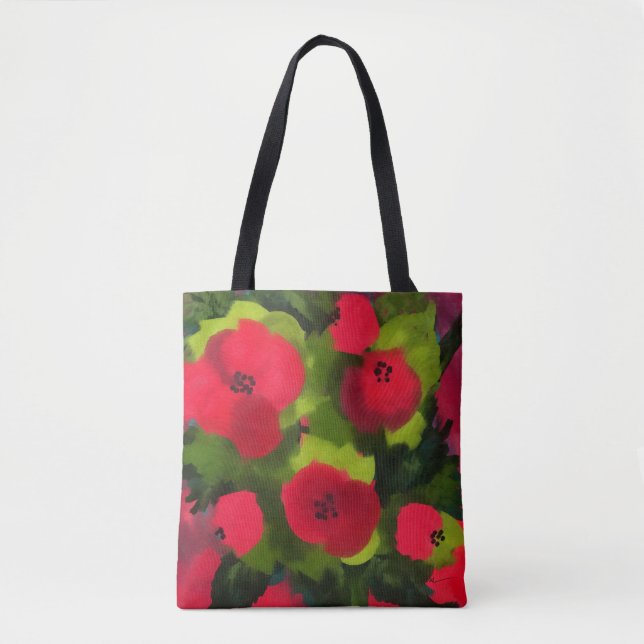Bolso De Tela Poppies pintados | Arte floral (Anverso)