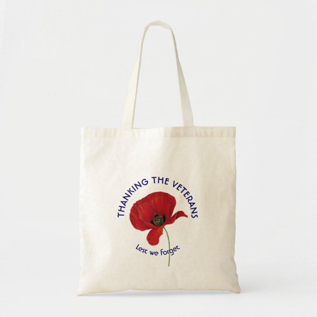Bolso De Tela Poppy | Armistice | Remembrance | Veterans Day (Frente)