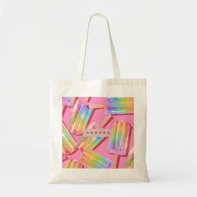 Bolso De Tela Popsicle de Brillo de Arcoíris Personalizado Soñad (Frente)