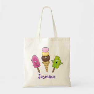 Bolso De Tela Popsiques divertidos y ilustracion de helados pers