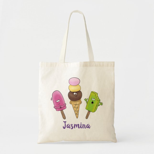 Bolso De Tela Popsiques divertidos y ilustracion de helados pers (Frente)