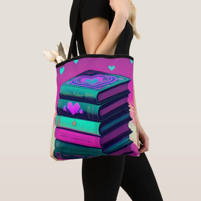 Bolso De Tela Por El Amor De Los Libros Rosa (Detalle)