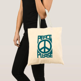 Bolso De Tela Por favor la paz Letra Azul