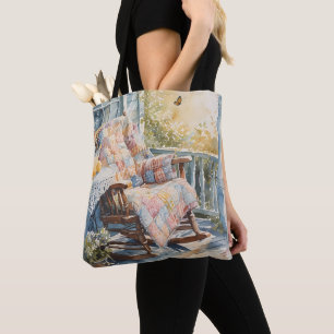 Bolso De Tela Porche acogedor con encanto de quilt y lemonade