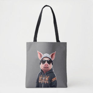 Bolso De Tela Porcino con Hoodie Funny Carácter animal de Guay