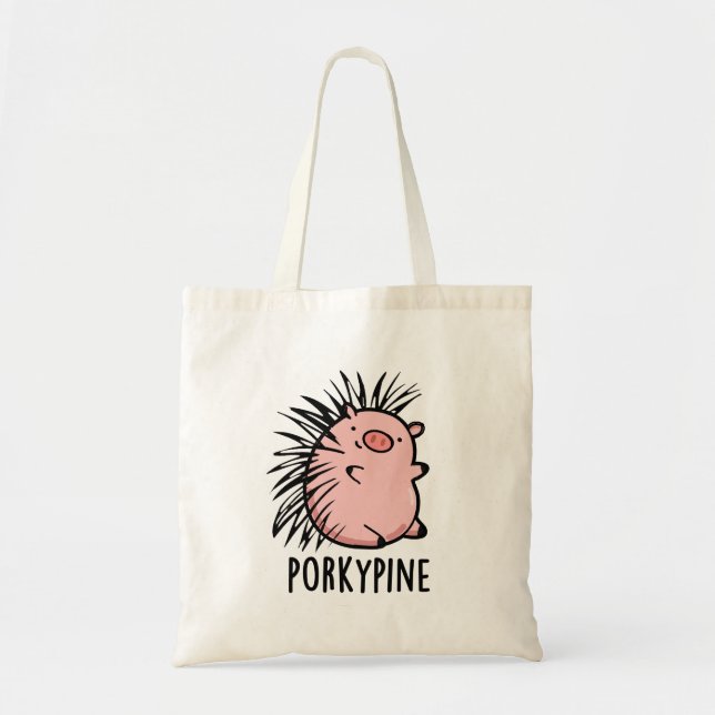 Bolso De Tela Porky-pine Funny Porcupine Pig Pun (Frente)