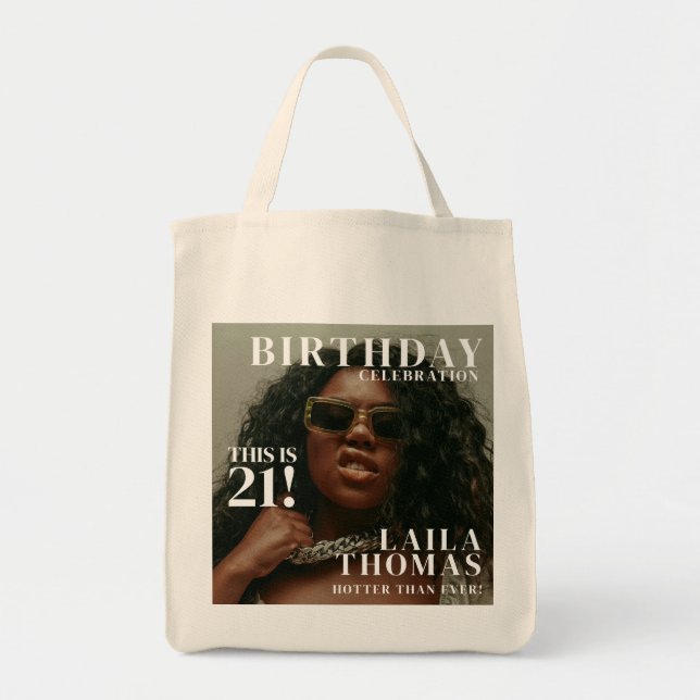 Bolso De Tela Portada de la revista personalizado Photo Birthday (Frente)