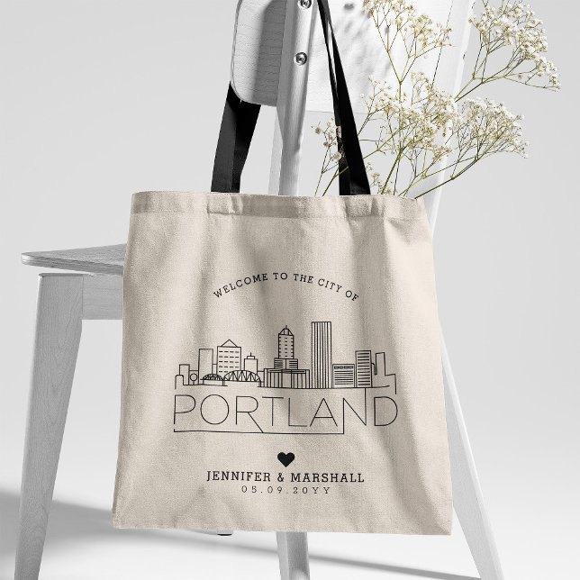 Bolso De Tela Portland, Boda de Oregon | Línea delgada estilizad (Subido por el creador)