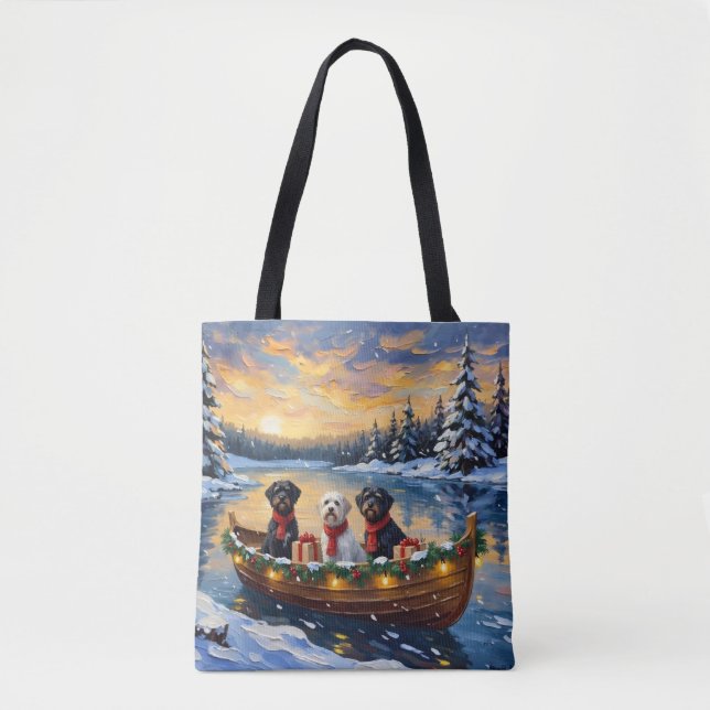 Bolso De Tela Portuguese Water Dog Christmas Boat Holiday (Anverso)