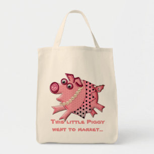 Bolso De Tela Posh Piggy Goes Shopping (Personalizado)