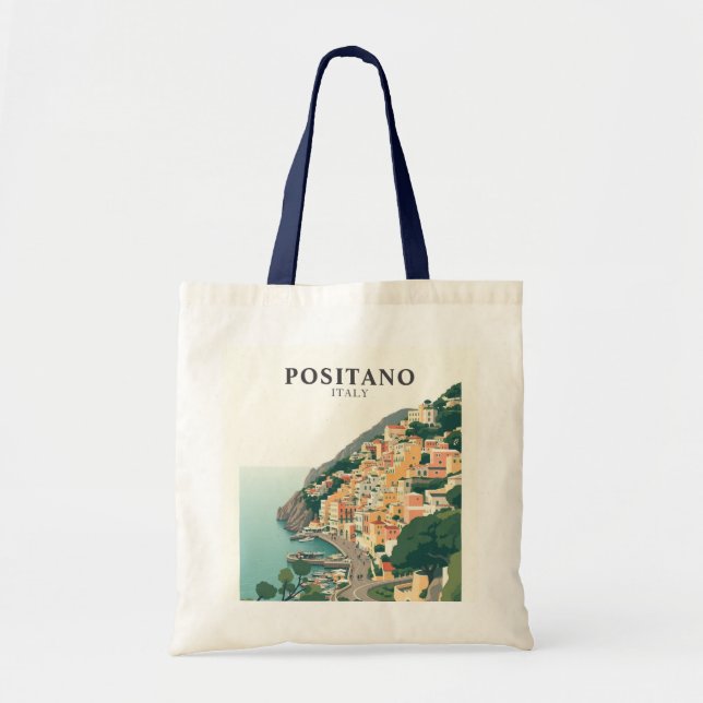 Bolso De Tela Positano, Italy Town Vintage  (Frente)