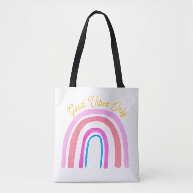 Bolso De Tela Positive Energy Folk Art Rainbow (Anverso)