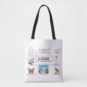 Bolso De Tela Postal de Alabama   temas de estado y puntos de re