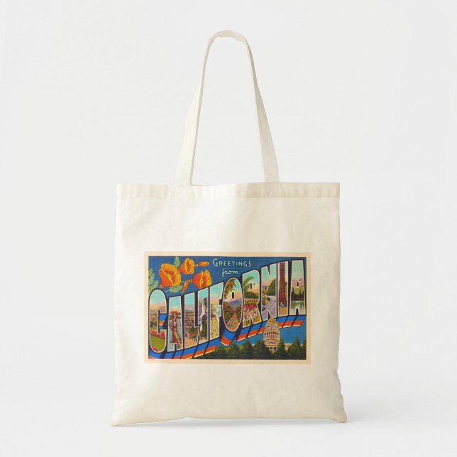 Bolso De Tela Postales de letras grandes del estado de Californi (Frente)