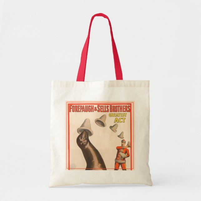 Bolso De Tela Poster Circo Muestra A Un León Del Mar Atrapando G (Frente)