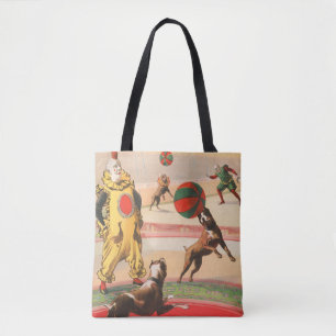 Bolso De Tela Poster Circus Mostrando Payasos Con Perros Interpr