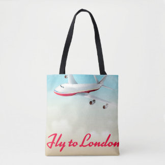 Bolso De Tela Póster de avión Vuela a Londres