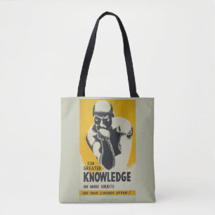 Bolso De Tela Poster de Biblioteca de Vintage "For Greater Knowl