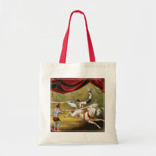 Bolso De Tela Poster De Circo Con Acrobat Actuando A Caballo.