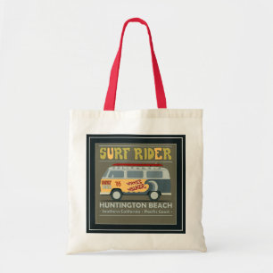 Bolso De Tela Poster de Huntington Beach del jinete de la resaca