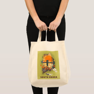 Bolso De Tela Póster de mapa ilustrado de Corea del Sur