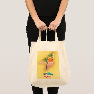Bolso De Tela Póster de mapa ilustrado de Miami Florida