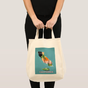 Bolso De Tela Poster de mapas ilustrado de California