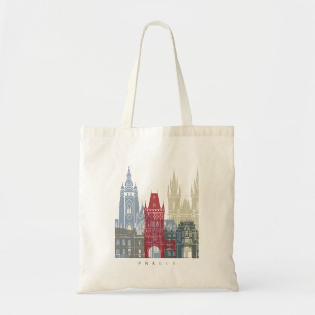 Bolso De Tela Poster de skyline de Praga (Frente)