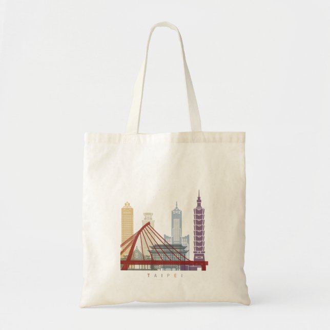 Bolso De Tela Poster de skyline de Taipei (Frente)