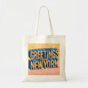 Bolso De Tela Póster de Tarjeta Postal de Letras Grandes de Nuev
