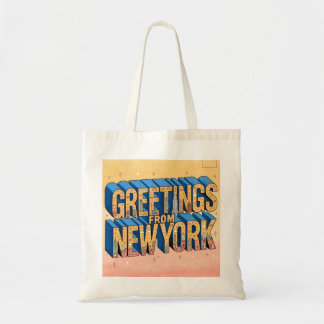 Bolso De Tela Póster de Tarjeta Postal de Letras Grandes de Nuev