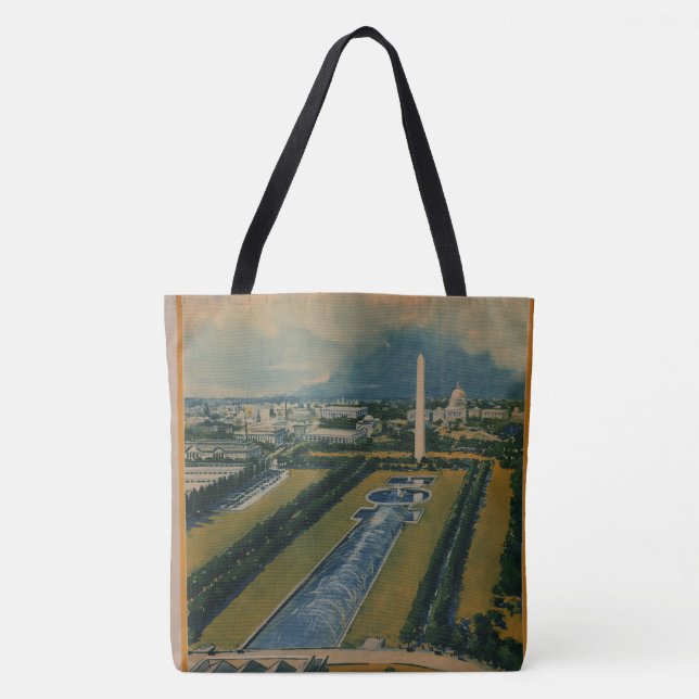 Bolso De Tela Póster de viaje antiguo de Washington DC (Anverso)