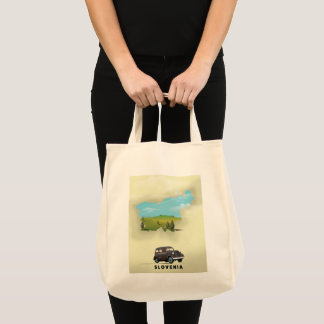Bolso De Tela Póster de viaje con mapa ilustrado de Eslovenia