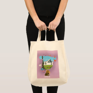 Bolso De Tela Póster de viaje con mapa ilustrado de España