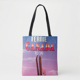 Bolso De Tela Póster de viaje de esquí Fernie Canadá.
