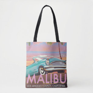 Bolso De Tela Póster de viaje de Malibú, Los Ángeles, California