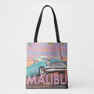 Bolso De Tela Póster de viaje de Malibú, Los Ángeles, California