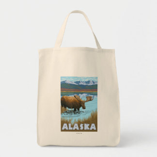 Bolso De Tela Poster de Viaje de Vintage de Agua Potable Moose