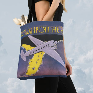 Bolso De Tela Póster de viaje vintage, Florida desde un avión