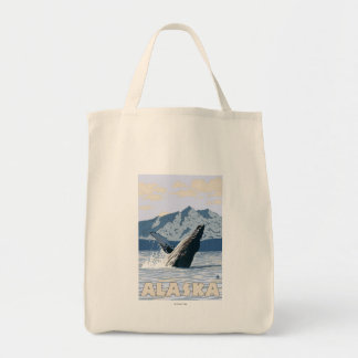 Bolso De Tela Poster de viajes Alaska Humpback Whale Vintage