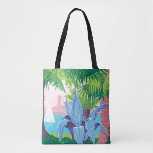 Bolso De Tela Poster de viajes de época promocionando Puerto Ric